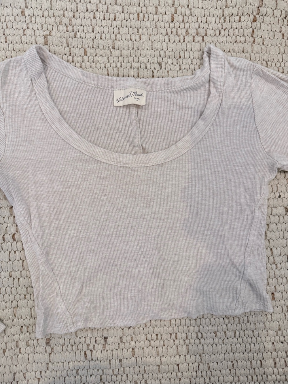 Universal Thread Light Gray Ribbed Scoop Crop Top